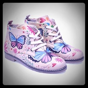 Blue & Pink Butterfly Chukka Boots